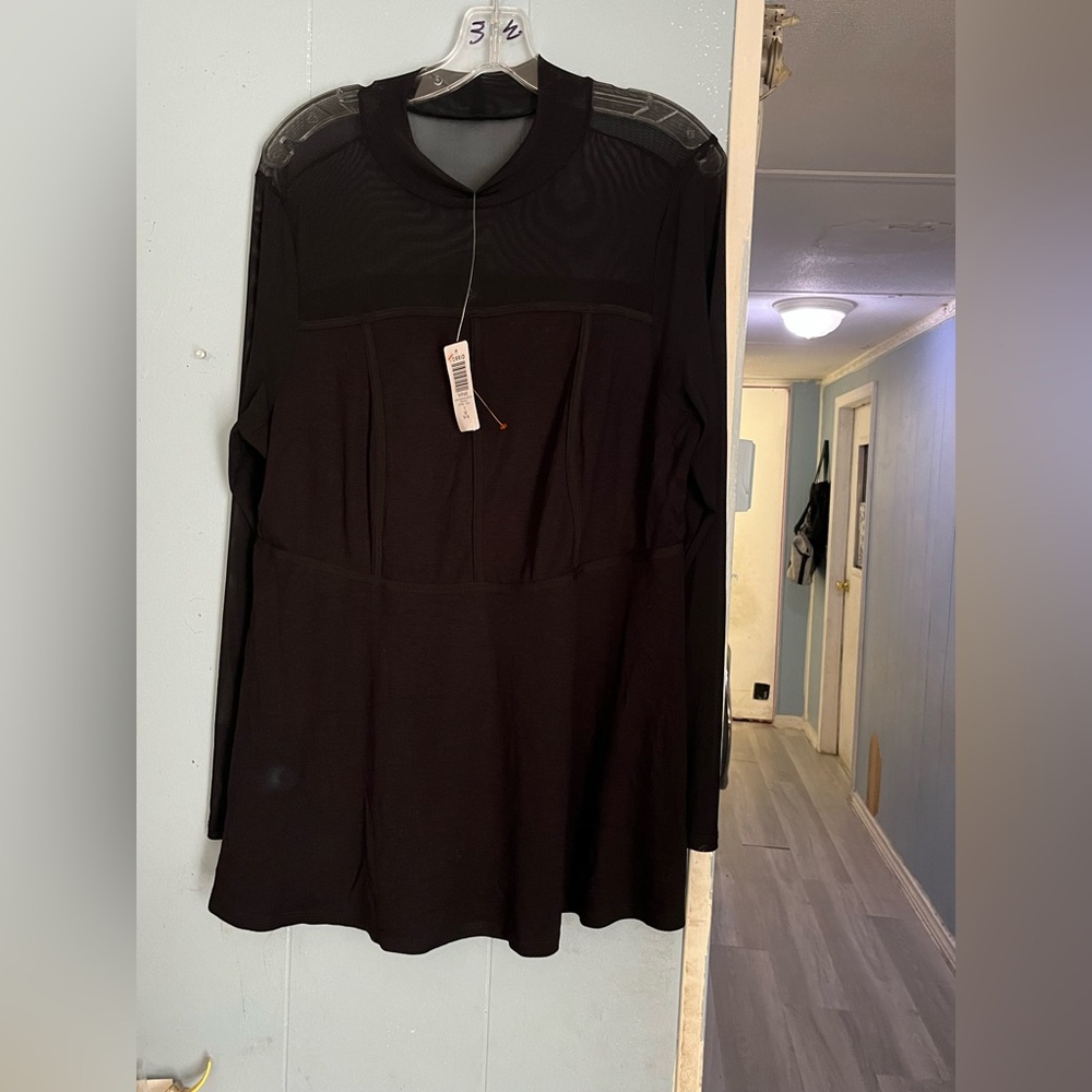 Torrid Black Long Sleeve Boxy Blouse